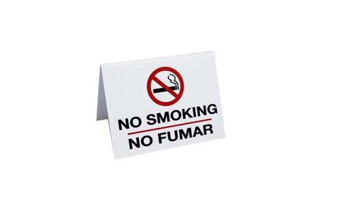 No Smoking Signs, Billingual, Table Tent Sign - 10 signs per pack, Free Shipping