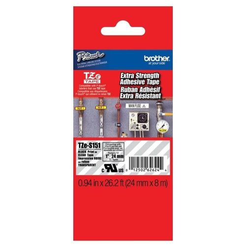 Brother TZes151 Black on Clear Label Tape - 0.94&#034; Width x 26.20 ft Length 1
