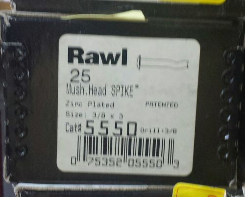 Rawl 5550 3/8 x 3 spike mushroom head tamper proof anchor qty 25 per box for sale