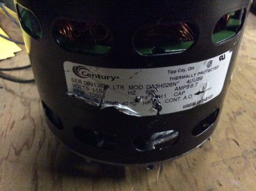 Century 1 phase motor, #DA3H026N, 6.7amps, 1050rpm, thermally protected