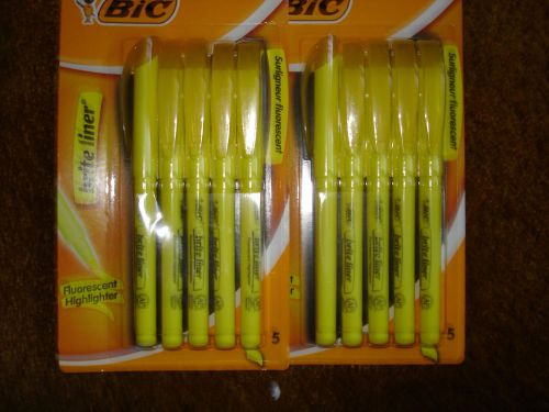 BIC BRITE LINER FLUORESCENT HIGHLIGHTER 5 HIGHTERS PER PACKAGE LOT OF 2
