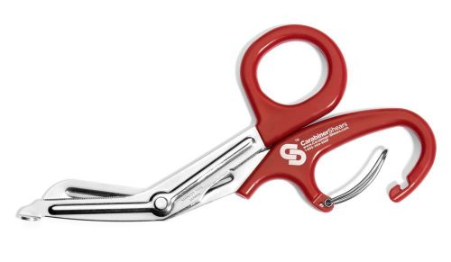 Nurse/emt/medical 7.5&#034; trauma bandage medical scissors shears carabiner (red) for sale