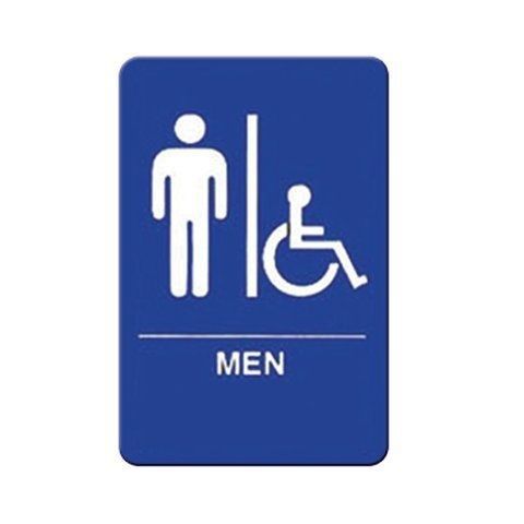 Winco SGNB-652B, Information Sign, &#034;Men/Accessible&#034;, 6&#034; x 9&#034;, Braille