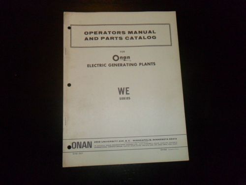 VINTAGE ONAN ELECTRIC GENERATING PLANTS MANUAL &amp; PARTS CATALOG SERIES WE! RARE!