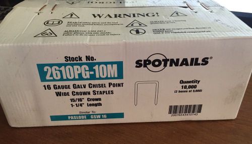 SPOTNAILS 2610PG-10M 1-1/4&#034; 16 Gauge 15/16&#034; Wide Crown Staple - 10,000 Staples