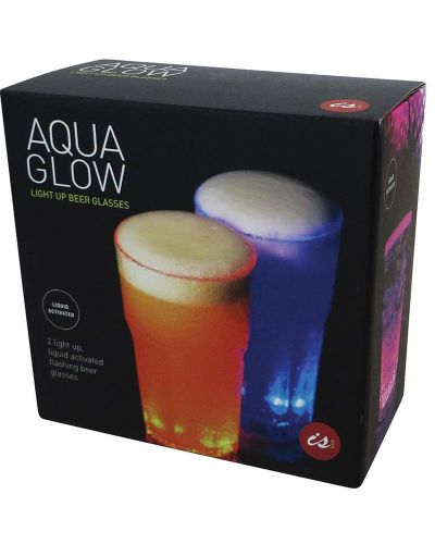 Aqua glow light up beer glasses pack of 2 for sale