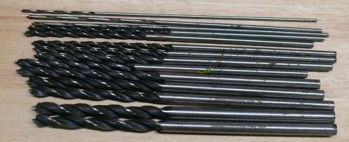 DRILL BITS &gt; EXTRA LONG 12&#034; BRAD POINT ASSORTED WOOD DRILLS &gt; LOT OF 14