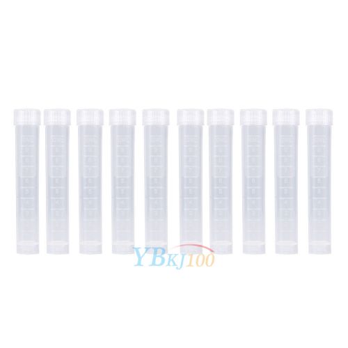 10pcs 10ml Plastic Flat Marked Test Tubes Screw Seal White Cap Sample Container