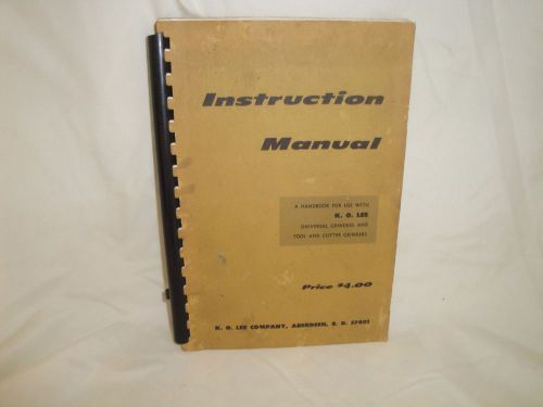 K O Lee Universal Grinder Tool Cutter Instruction Operator Manual Guide Original