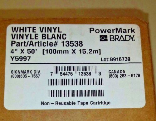 BRADY 13538 White 50 ft. L, 4 In. Wide  BBP85 and PowerMark Vinyl Tape