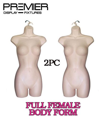 2 PIECES HANGING FEMALE TORSO BODY FORM HIP LONG PLASTIC MANNEQUIN DISPLAY NUDE