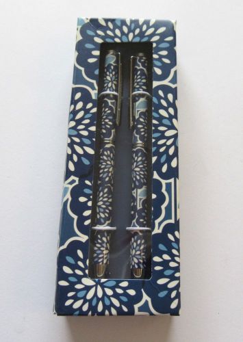 Vera Bradley Petal Splash Pen &amp; Pencil Set-blues and white-floral pattern