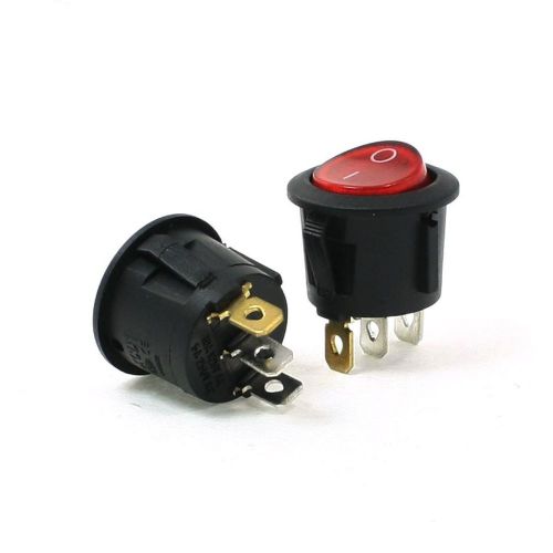 2 pcs ac 5a 250v 10a 125v red light spst on/off round rocker switch for sale