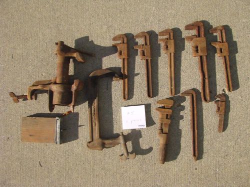Vintage Lot Primitive tools old Barn Find Lot number 5  11 pieces Monkey Wrench