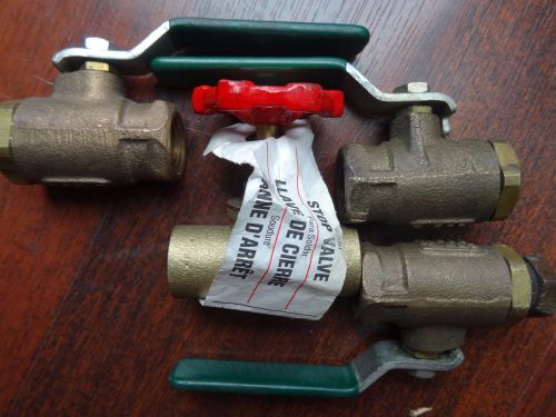 3 whatts 600 wog 1/2&#034; ball valves usa made and 1 sodder stop valve 3/4 mueller for sale