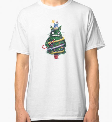 Totoro Christmast Tree Men&#039;s White Tees Tshirt Clothing