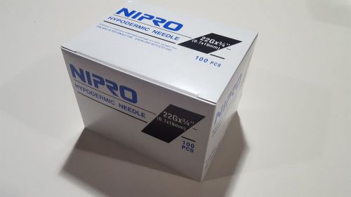 Needle Nipro 22G x0.75&#034; (0.7x 19mm) Hypodermic Sterile Syringe Needles 100 / Box