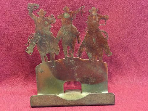 3 Cowboys Detailed Rustic Metal Business Card Holder (paint any color you want)