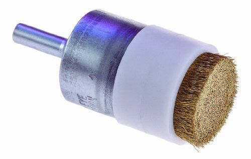 Osborn 30247 Crimped Abrasive Wire End Brush with 2 Bridleds, Brass Bristle,