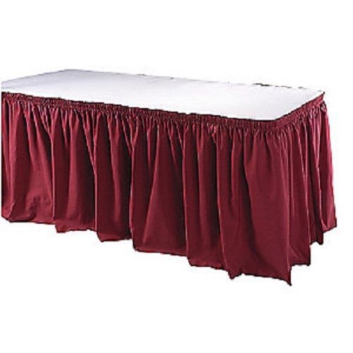 21 ft Polyester Pleated Accordian Style Burgundy Table Set Skirt - Qty 2