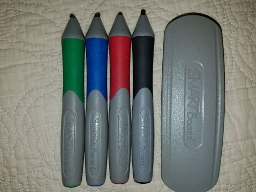Smart Board 600 Series Pen and Eraser Set (Red/Green/Blue/Black) Lightly Used