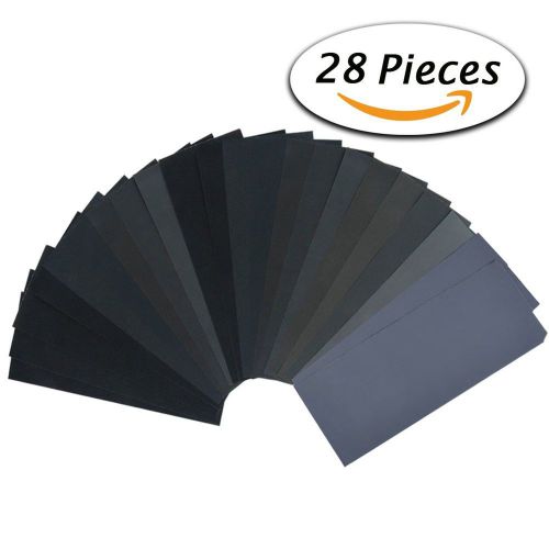 28 Pcs 120 to 3000 Grit Wet Dry Sandpaper 9 3.6 Inches for Automotive Sanding...