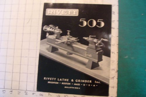 vintage info booklet: RIVETT 505, 22pgs, 1939