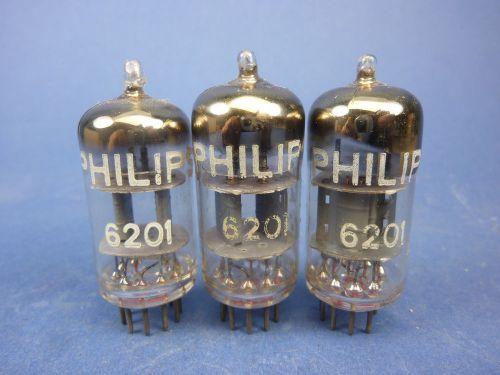 3 x TUBES &#034;   PHILIPS  6201  &#034;  D GETTER. TESTED. ECC801S