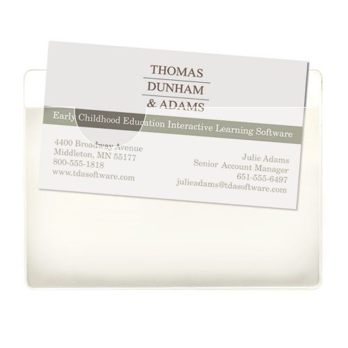Smead Self-Adhesive Poly Pockets Business Card Size (4-1/16&#034;W x 3&#034;H) Clear 10...