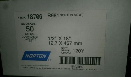 NORTON 78072718706 GRIT 120Y R981 SG (R) 1/2&#034;X 18&#034; NIB 100 BELTS 12.7 X 457 mm