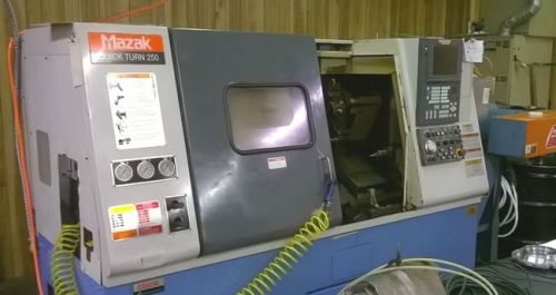 Used mazak quick turn 250 cnc lathe 1999 fusion 2&#034; bar 8&#034; chuck 12 tools clean for sale