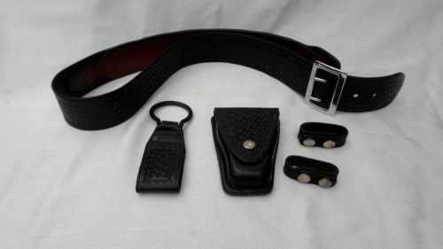 BIANCHI Blk Basketweave Leather Law Enforcement Police Belt Sz 36 &amp; Accessories