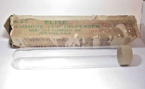 Glass tube for 1930&#039;s herz elite sunshine paper cup dispenser new in box 3&#034; x 20 for sale