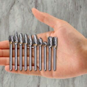 10PCS 6mm 1/4inch Tungsten Carbide Rotary Point Burr Carving Drill Bits Silver