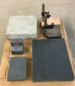 Lot of 6 Granite Surface Plate and Stands Mitutoyo Metroplate Starrett