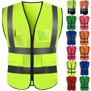 Men&#039;s Hi Vis Reflective Tape Vest Hi Viz Visibility Safety Work Wear Waistcoat