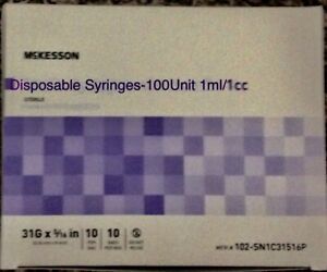 McKesson -1ml/1cc-U100-Use With-5/16”-31gauge-Dispossable Syringes(Box Of 100)