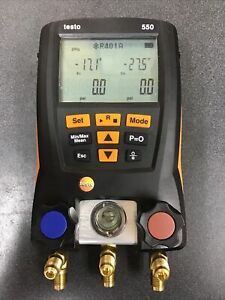Testo 550 Digital Manifold Kit w/ 1 Clamp /Bluetooth Excellent Condition.(53091)