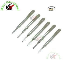 Set of 6 Dental Surgical Scalpel Handle Knife Size No. 4 Stainless Steel