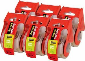 Scotch Strong Packaging Tape With Dispenser For Packing Moving Shipping 6 Pack