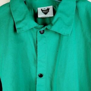 Green Welding Shirt Jacket Mens 3XL Irontex flame resistant fabric snaps shut