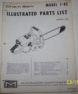 McCULLOCH CHAIN SAW 1-82 ORIGINAL OEM ILLUSTRATED PARTS LIST