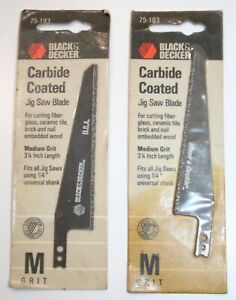 Lot of 2- Black&amp;Decker Carbide Coated Jig Saw Blade M Grit 3 1/4&#034; 75-193