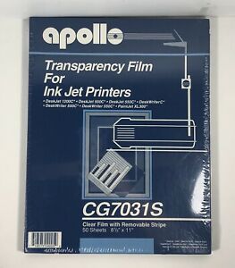 Apollo Transparency Film For Ink Jet Printers New &amp; Sealed 50 Sheets 81/2” X 11”