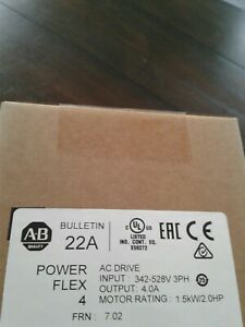 BRAND NEW ALLEN BRADLEY PF4 2HP H4 AC Inverter Drive 22a-D4P0N104 3phase342-528v