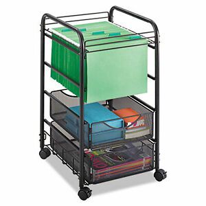 Safco Onyx Mesh Open Mobile File, Two-Drawers, 15.75w X 17d X 27h, Black 5215BL