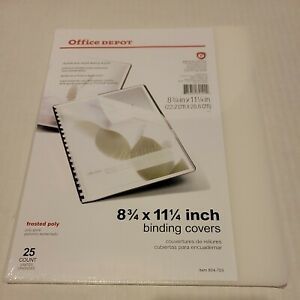 Qty 25 Office Depot Binding Covers  8 3/4&#034; x 11 1/4” Binding Covers Frosted Poly