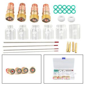 30Pcs TIG Welding Stubby Gas Lens Pyrex Cup Kit Fits For Tig WP-17/18/26 Torch.