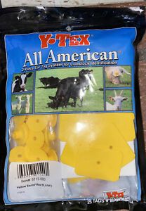 Y-Tex 2 Piece Ear Tags - Blank Yellow Swine Max Blanks 25 Tags  New Sealed Bag