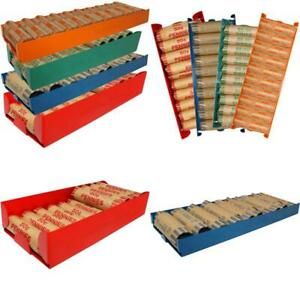 Nadex 4 Pack Assorted Aluminium Coin Trays - Stackable Single Compartment Coin S